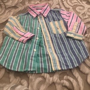 Ralph Lauren Kids Striped  Shirt in Green, Pink, Yellow and Blue